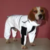 개 의류 고급 디자이너 비옷 전신 반사 방수 코트 작은 중간 큰 개 야외 애완 동물 제품 230906