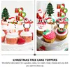 Storage Bottles 20 Pcs Christmas Tree Topper Party Cards Cake Paper Cup Insert Snowman Festival Toppers Xmas