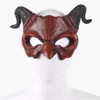 Party Masks Halloween Masquerade RP Mask Scary Red Half Face Horn Devil Mask för Cosplay Costume X0907