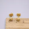 Stud Earrings Real 18K Yellow Gold 3mm 4mm 5mm Faceted Ball Shap Stamp Au750 For Woman
