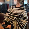 Women's Sweaters Striped Sweaters Women Knitted Pullovers Korean Style Jacquard Loose Top O Neck Autumn Winter oversized sweater Knitted Jumpers Q230907