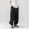 Pantaloni da uomo HOUZHOU uomo in seta di ghiaccio da jogging pantaloni casual oversize estivi all'aperto per streetwear coreano nero Hip Hop giapponese