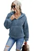 Sweats à capuche pour femmes gris 1/4 Zip à capuche Sherpa sweat avec kangourou femmes décontracté automne hiver à manches longues solide