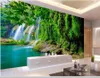 خلفيات Papel de Parede Mountain Waterfall Green Fresh 3D Wallpaper Room Room TV Wall Bedroom Decor