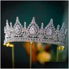 Hair Jewelry Luxury Cubic Zirconia Crown Crystal Bridal Tiaras Crowns Queen Princess Pageant Diadem Headband 210616 Drop Delivery Hai Dhax1