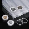 Boîtes de rangement, bacs 100 pièces, diamètre 30mm, collection de capsules transparentes en plastique 16202527303846, conteneurs de pièces de monnaie, artisanat 230907