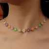 Chaînes Bohemian Gold Plaqué Collier de fleurs en acier inoxydable Femmes Filles Mode d'été Bijoux élégants Cadeau disponible en gros