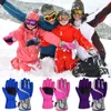 Ski Gloves Thermal Ski Gloves Children Kids Winter Fleece Waterproof Warm Child Snowboard Snow Gloves 3 Fingers for Skiing Riding 230907