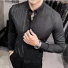 Herrklänningskjortor randig långärmad och blusar för män svart företag estetiska man toppar elegant mode 2023 bomull sommar s i kläder