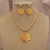 Necklace Earrings Set Dubai Gold Color Jewelry For Women Plated African Charm Wedding Ethiopian Arabic Hand Luxury