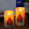 Ljus Jesus Christ Lamp ledde Tealight Romantic Pillar Light Creative Flameless Electronic Candle Battery Operated Drop 230907