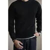 T-shirt da uomo T-shirt a maniche lunghe in puro cotone retrò Camicia con fondo raglan slim fit Primavera Autunno Girocollo Tops Tees