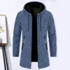 Jaquetas masculinas moda homens casaco elegante comprimento médio com capuz zíper cardigan versátil outerwear para outono / inverno tecido de alta qualidade