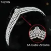 Gioielli per capelli da sposa TAZIRN Corone da sposa per matrimonio Zircone Diadema Diademi arabi CZ Copricapo da principessa Elegante Accessori per capelli da spettacolo per feste per le donne Regalo 230907