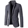 Trajes de hombre de tela de primavera y otoño traje elegante informal ropa de caballero de un solo botón abrigo gris masculino