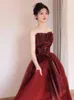 Ethnic Clothing Sexy Banquet Long A-line Tulle Evening Dress Bride Tube Top Wedding Toast