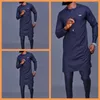 Costumes pour hommes 2023 Été Dashiki Africain Hommes 2 Pièces Ensembles Coton À Manches Longues Rayé Simple Costume Fête De Mariage Designer Vêtements