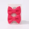 Hårtillbehör 2st/Lot Baby Solid Bows Clip for Kids Girls Cotton Bowknot Nylon Safety Hairpins Born Headwear
