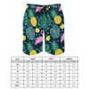 Shorts masculinos placa de verão engraçado folhas de palmeira correndo surf abacaxi flamingo limão impressão design praia confortável troncos de natação