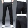 Men's Pants Classic Summer Men Thin Slim-Fit Casual Business Fashion Solid Stretch Trousers Male Dark Gray Blue Black