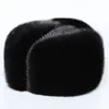 BeanieSkull Caps Winter Unisex Top Real Mink Fur Bomber Hat Male Genuine Marten Head Warm BlackBrown Gift For parent Gorras 230907