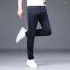 Men's Pants Classic Summer Men Thin Slim-Fit Casual Business Fashion Solid Stretch Trousers Male Dark Gray Blue Black