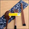 Chopsticks Japanese Wooden Cutlery Set Environmental Nature Wood Fork Spoon Chopsticks Portable Knife Spoons Travel Suit Drop Delive ZZ