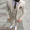 Helt nya brudgummen Tuxedos Light Beige Men Wedding Tuxedos Slim Fit Men Jacket Blazer Fashion 3 Piece Surejacket Pants Tie Vest 1362332