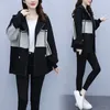 Jaquetas femininas engrossadas primavera e outono fino com capuz topo casual cardigan solto irmã gorda zíper camisola casaco