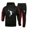 Herrspåriga höst- och vinterbanor 2 stycken Set Sweatshirt + Sweatpants Sportkläder Hoodies Casual Herrkläder Hoodies Passar X0907