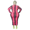 Plus size Vestidos Gaun Ukuran Besar Baru untuk Wanita Vintage Gola Alta Maxi Multiwarna Cetak Lengan Panjang DROP Grosir 230907