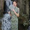 Etniska kläder 2023 sommarblommor spetsar förbättrad cheongsam elegant mode mandarin krage modern qipao kinesisk stil aftonklänning för