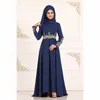 Vêtements ethniques Robe musulmane pour femmes Noble Abaya Dubaï Turquie Islam Moyen-Orient Islamique Arabe Kaftans O-Cou Dentelle Robe d'impression