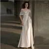 Ethnic Clothing Elegant White Satin Backless Wedding Dress Robe De 2023 Bridal French Vintage Tailing Party Gowns Vestido