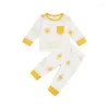 FOCUSNORM 0-24M Baby Baby Jongens Meisjes 2 stuks Kleding Ses Zon Patroon Lange Mouw Trui Zak Tops Hoge Taille Broek