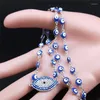 Colares Pingente Turquia Olho Cristal Aço Inoxidável Muçulmano Islam Chocker Colar Mulheres Prata Cor Jóias Collier Oeil N4881S07