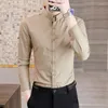 Men's Dress Shirts 2023 Spring Style Shirt Long-sleeved Slim Korean Version Of Plankton Handsome Hair Stylist Trend