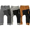 Byxor Focusnorm 0 5y Autumn Kids Boys Casual Pants 3 Färger randig lapptäcke dragkedja Wasit 230906