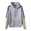 Men's Hoodies Grey Solid Color Long Sleeve Hooded Sweatershirts Colorblock Drawstring Blouse With Kanga Pocket Male Tracksuit Tops