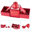 Clusterringen Bruiloft Rose Ring Box Metaal Hijssieraden Cadeau voor ketting