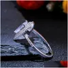 Wedding Rings Size 6-10 Stunning Luxury Jewelry 925 Stearling Sier Drop Water White Topaz Cz Diamond Gemstones Party Women Wedding Bri Dhyvm