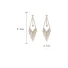 Hoop Earrings S925 Silver Needle Fashion Full Diamond Premium Retro Drop Long Tassel Female