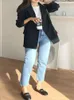 Dżinsy damskie proste kobiety 2023 Spring Korean Fashion High talia Retro Slim Slim Condyght Chłopak Paski Dżinsowe spodnie dla dziewczynki