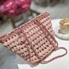 Luxury Women Bags Designer Crossbody Bags High Quality Shoulder Bags Vintage Straw Bags Fashion Chain Bags Cross Body Clutch Purse Bags Summer Bags Mommy Bags Pink