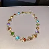 Correntes coloridas gargantilha de cristal colar pingente jóias brilho para presentes femininos