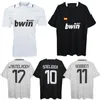 2008 2009 Raul Guti Sergio Ramos camisas de futebol retrô 08 09 Sneijder Robben casa fora vintage Cannavaro Marcelo Higuain Camisa clássica de futebol do Real Madrid