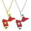 Chaînes en acier inoxydable carte pendentif collier métal pays territoire cou chaîne personnalité ethnique cadeau tendance bijoux F19D