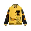 Men's Jacket Fashion Brand Men's Women's Jacket Vintage Loose Sleeve Yellow Baseball Men's Hip Hop Autumn Campus Casual Warm Baseball Jersey