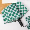 Paraplu's Volautomatische parasol voor dames Net rood Zwart en wit rasterpatroon Licht Modieus Zonnig