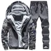 Men's Tracksuits Tracksuit Men Sporting Fleece Thick Hooded Men JacketPant Warm Fur Inside Winter Sweatshirt Men's Clothing Set Plus Size M-4XL 230907